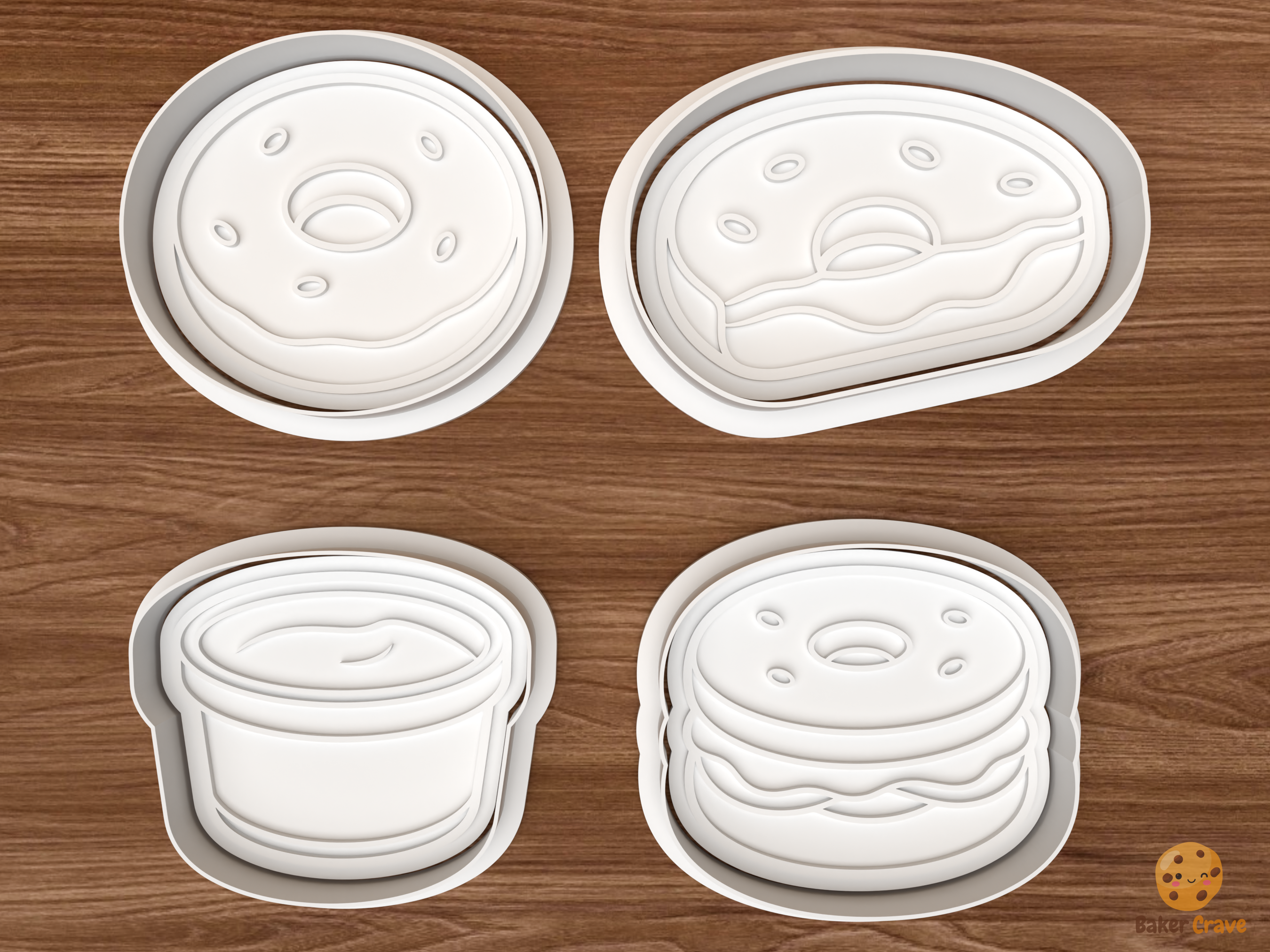 Bagel Brunch Cookie Cutter Set STL File - 01 set main