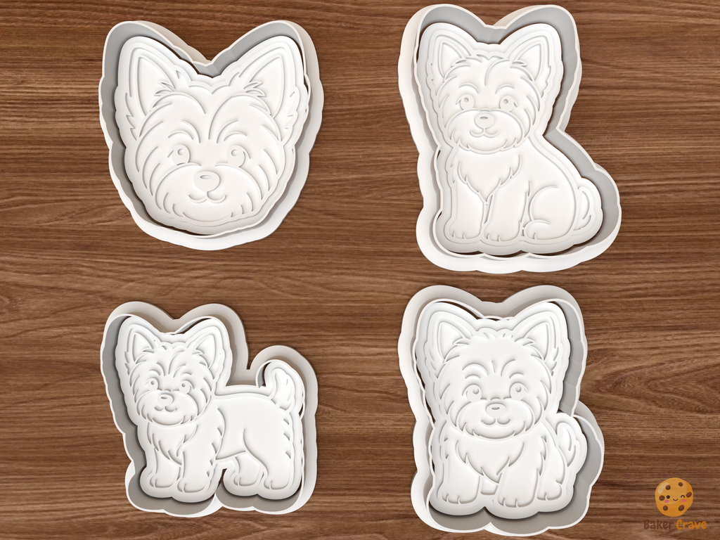 Yorkshire Terrier Dog Cookie Cutter Set STL File - 01 set main