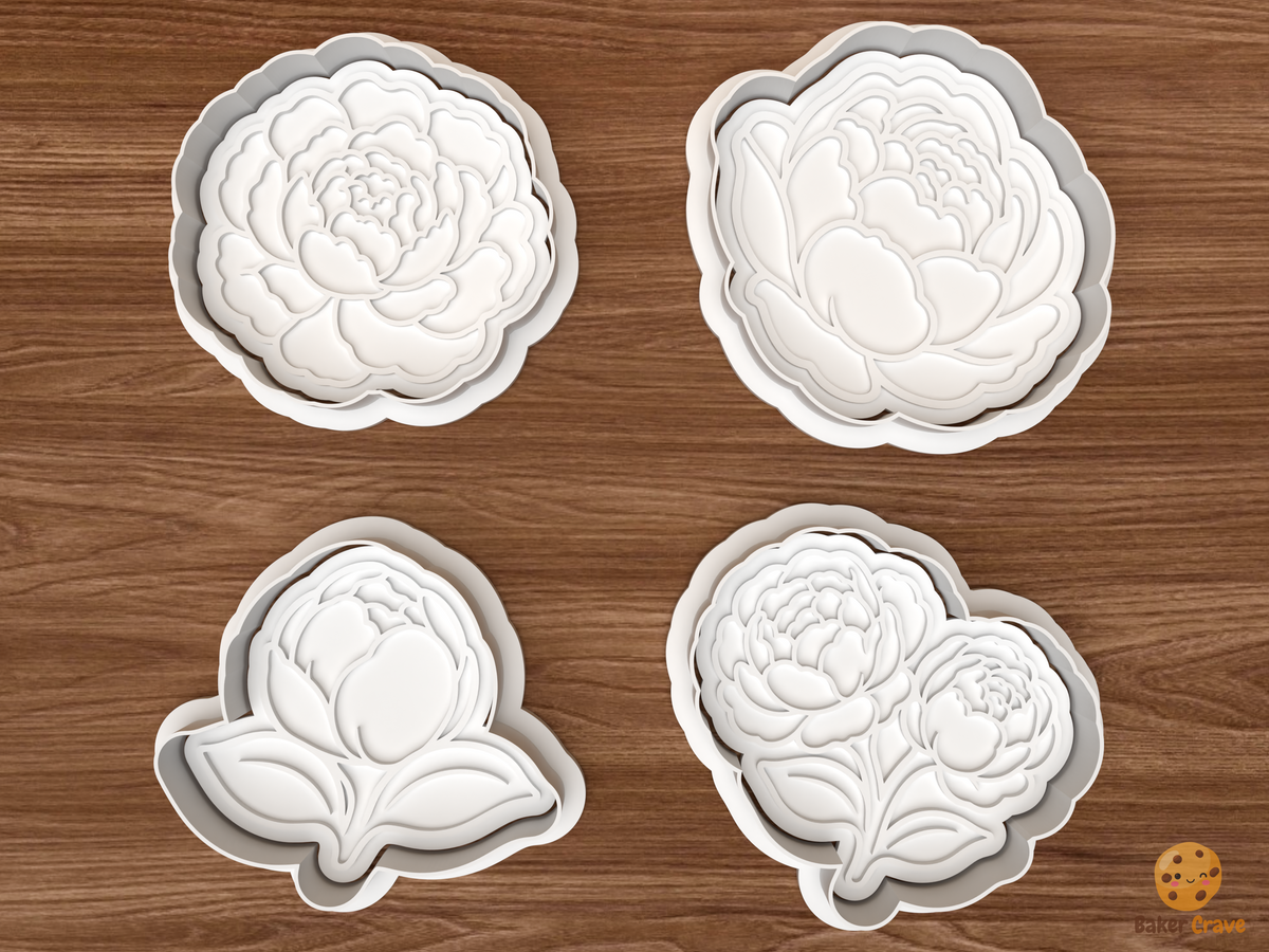 Peony Blooms Cookie Cutter Set