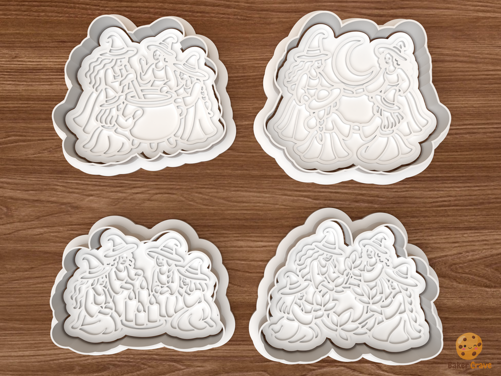 Witch Coven Gathering Cookie Cutter Set STL File