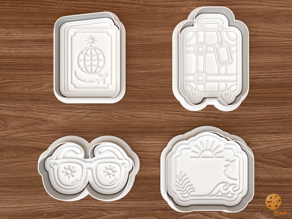 Travel Vacation Cookie Cutter Set STL File - 01 set main