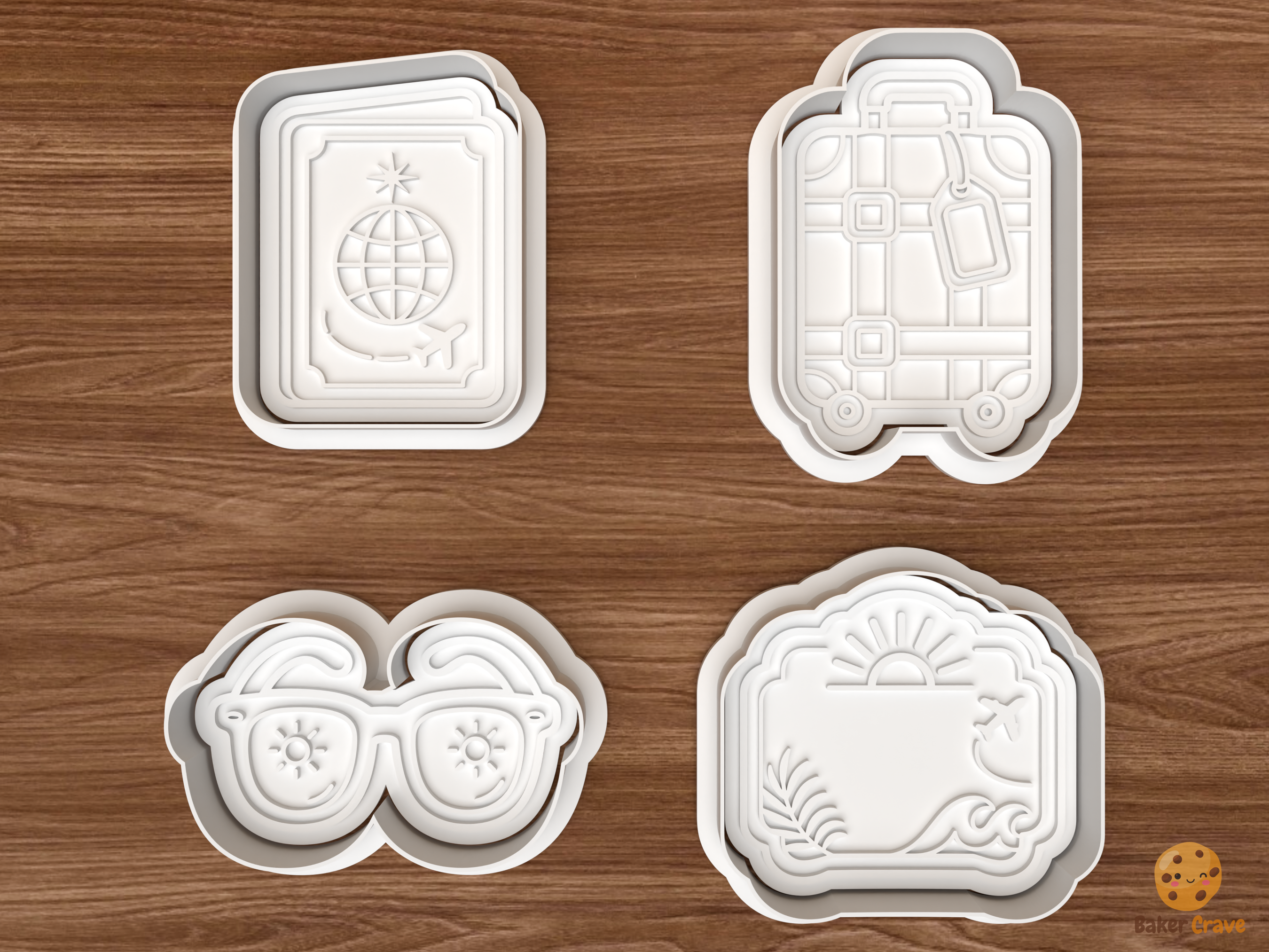 Travel Vacation Cookie Cutter Set STL File - 01 set main