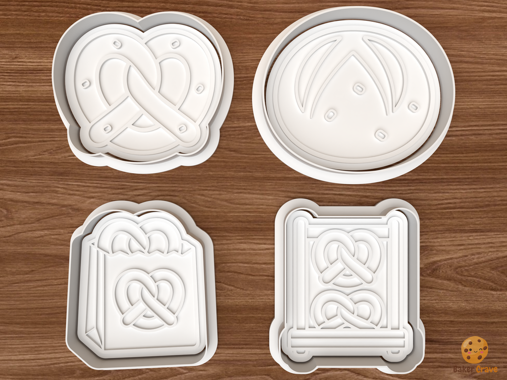 Pretzel Bakery Cookie Cutter Set STL File - 01 set main