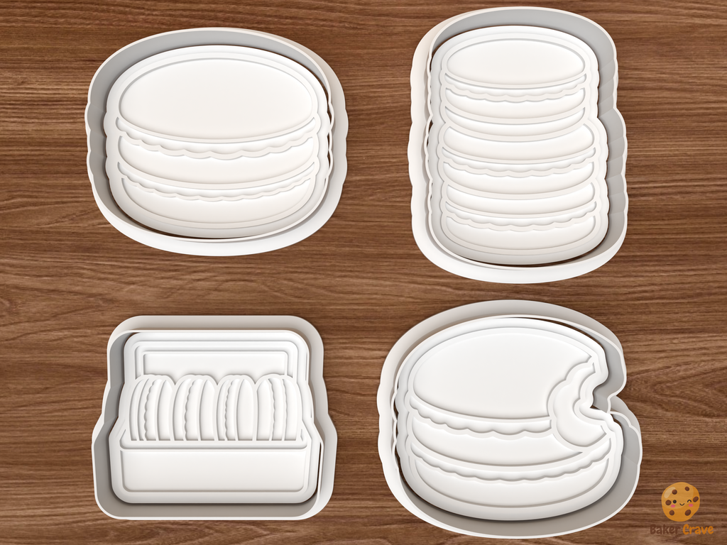 Macaron Bakery Cookie Cutter Set STL File - 01 set main