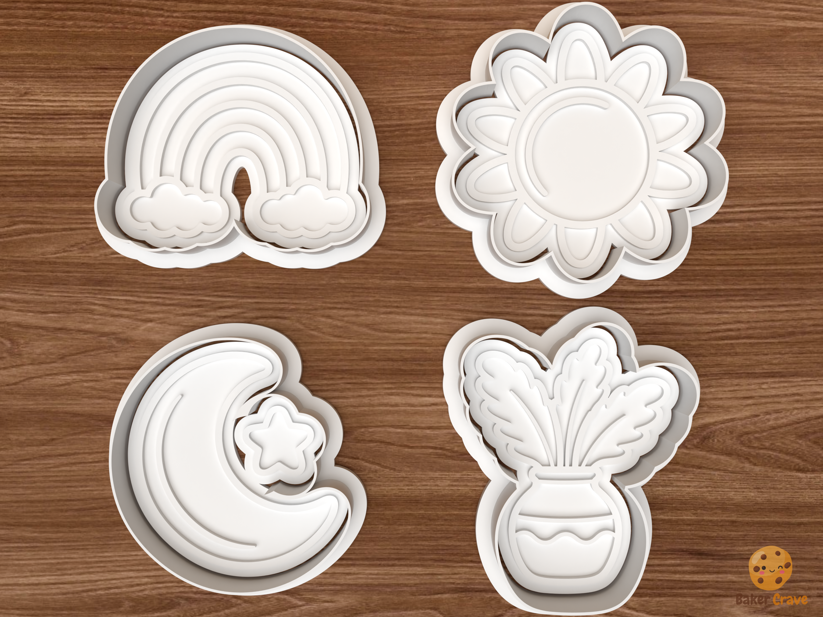 Boho Rainbow Cookie Cutter Set STL File - 01 set main