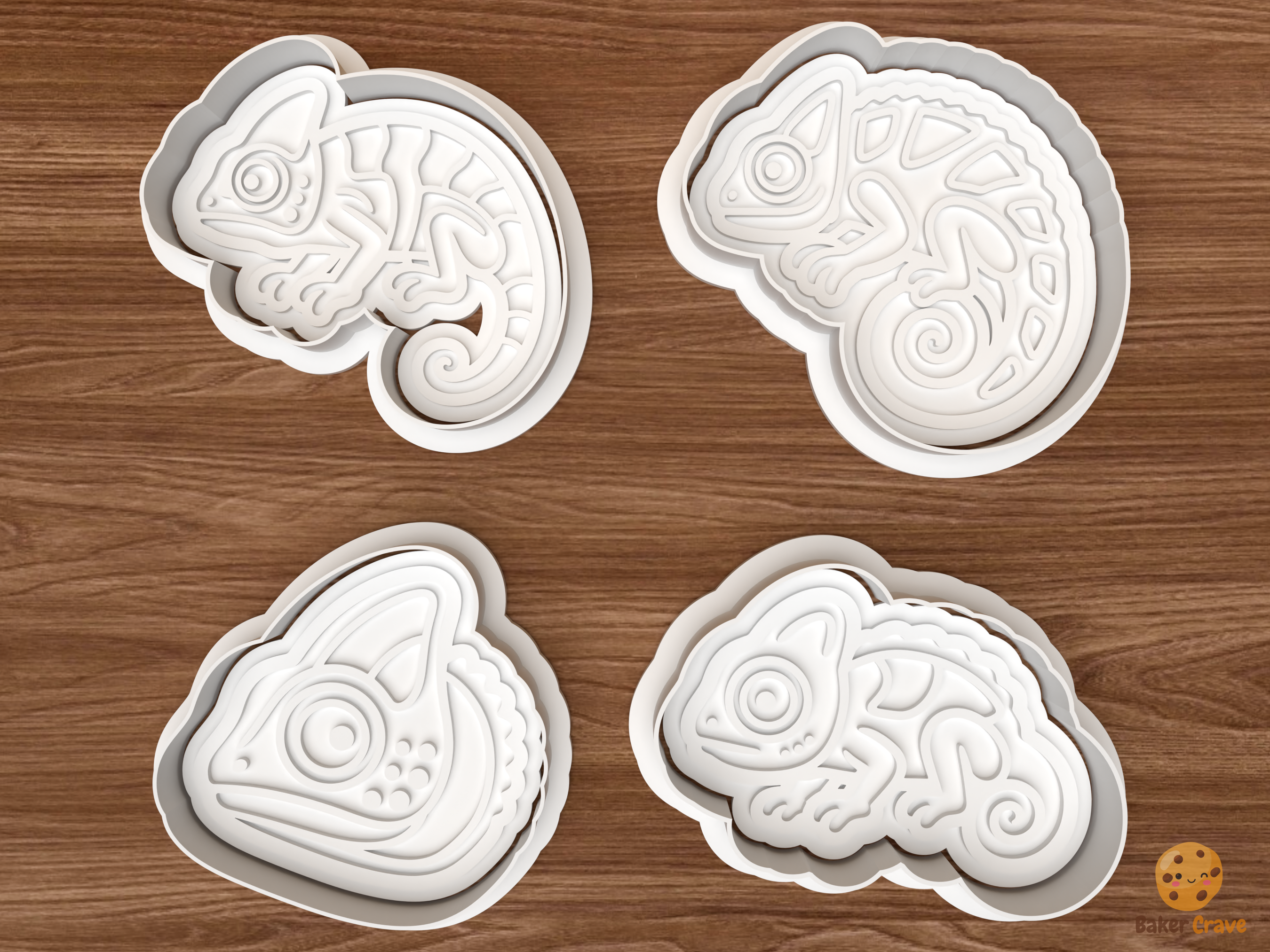 Chameleon Cookie Cutter Set STL File - 01 set main