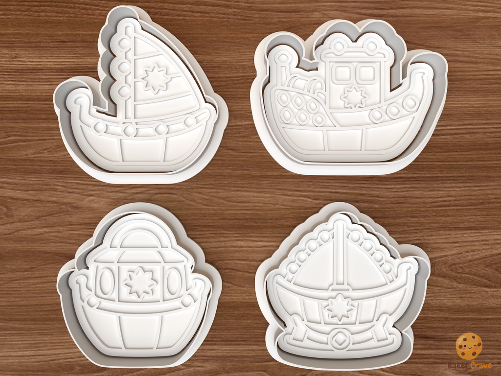 Greek Christmas Boat Cookie Cutter Set STL File - 01 set main