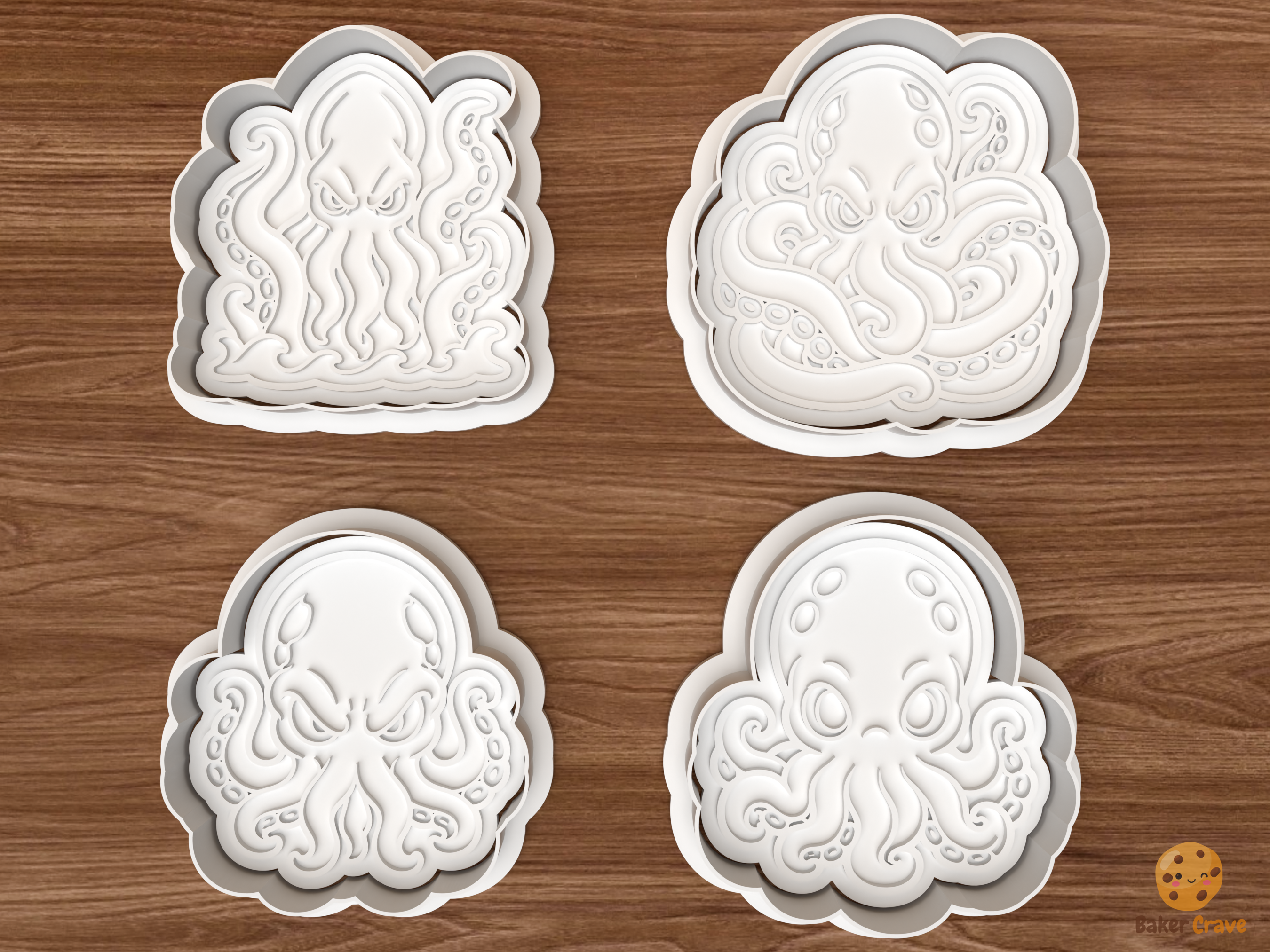 Halloween Kraken Cookie Cutter Set STL File - 01 set main