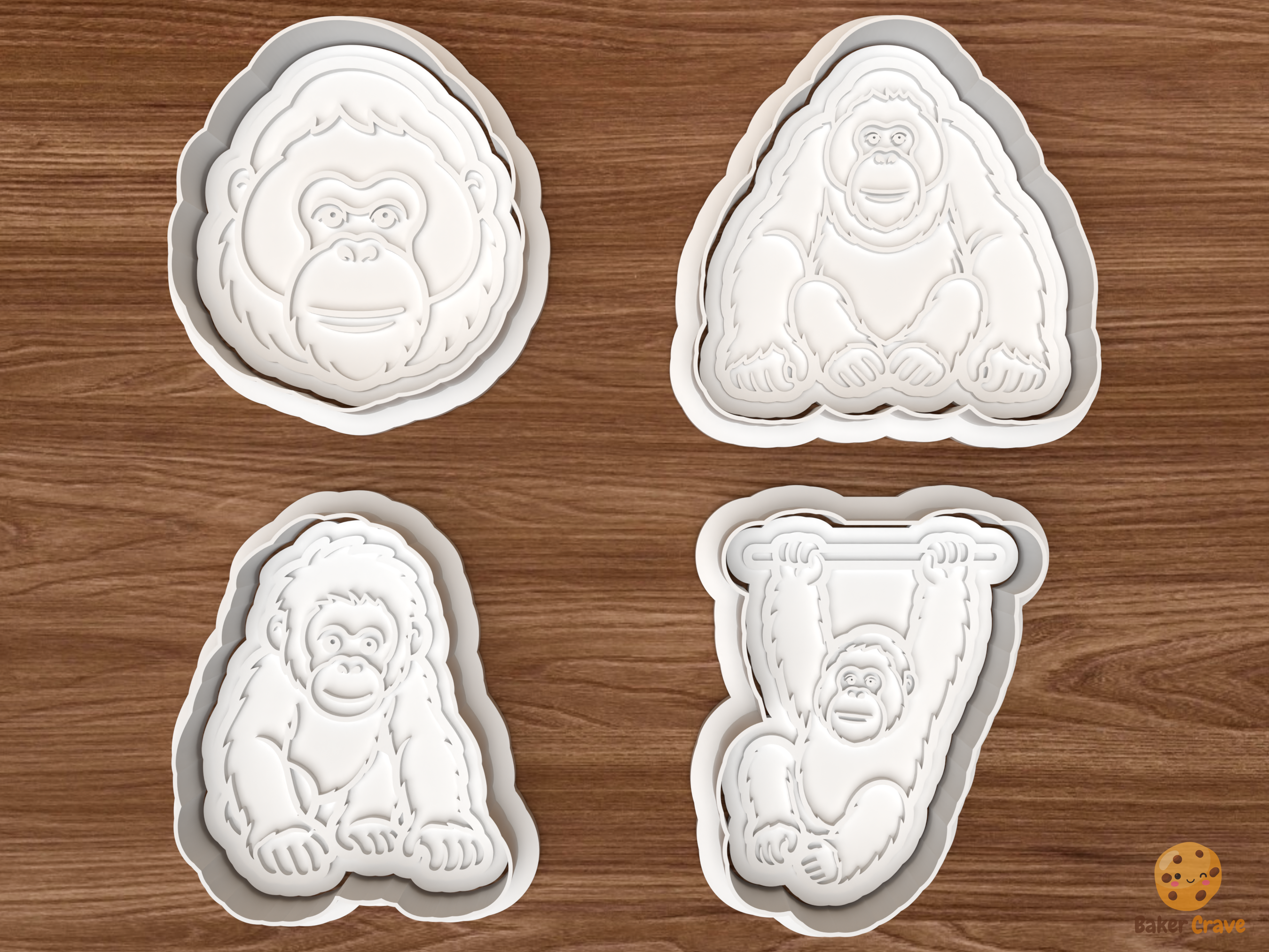 Orangutan Cookie Cutter Set STL File - 01 set main