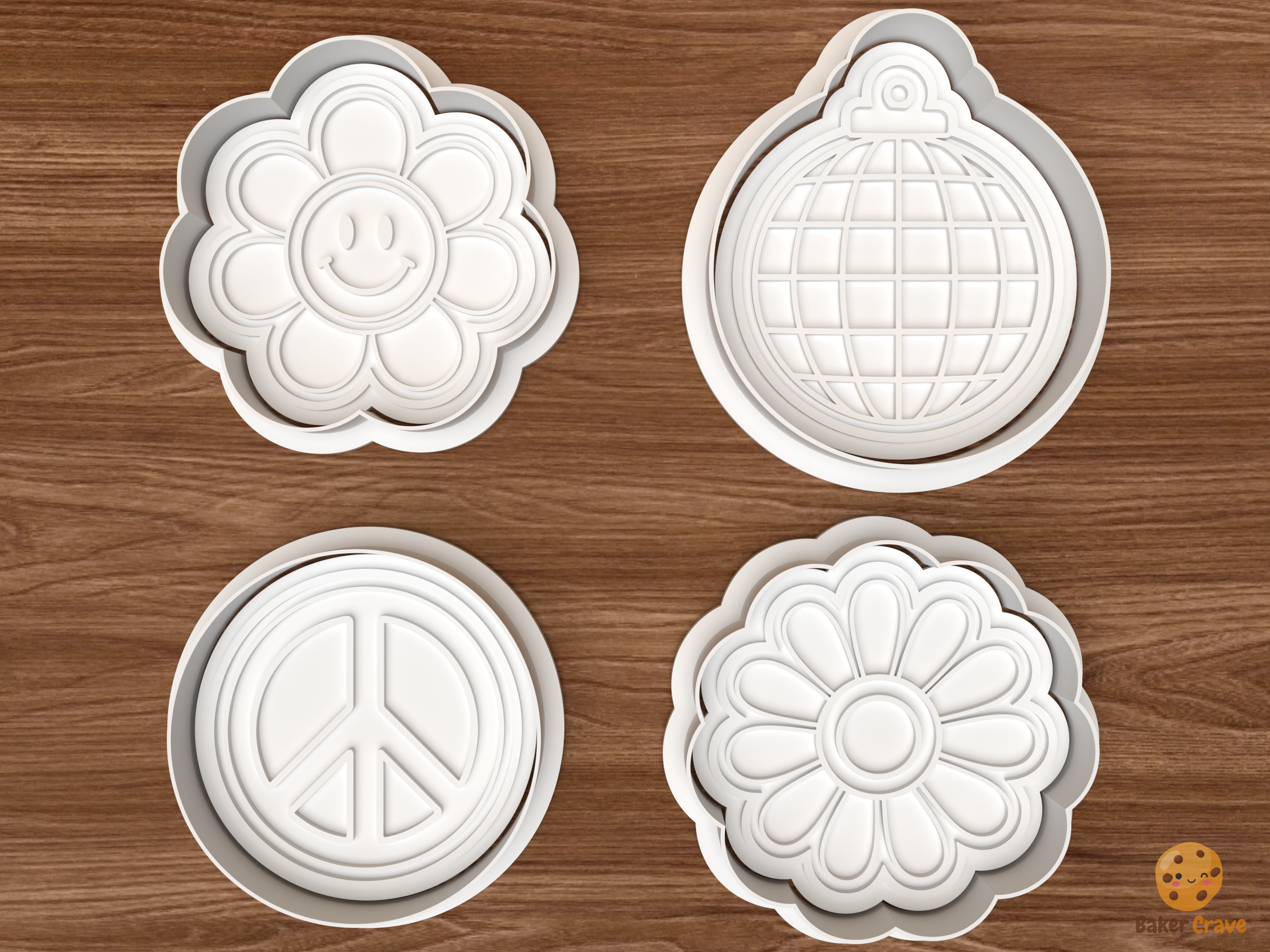 Groovy Retro Cookie Cutter Set STL File - 01 set main