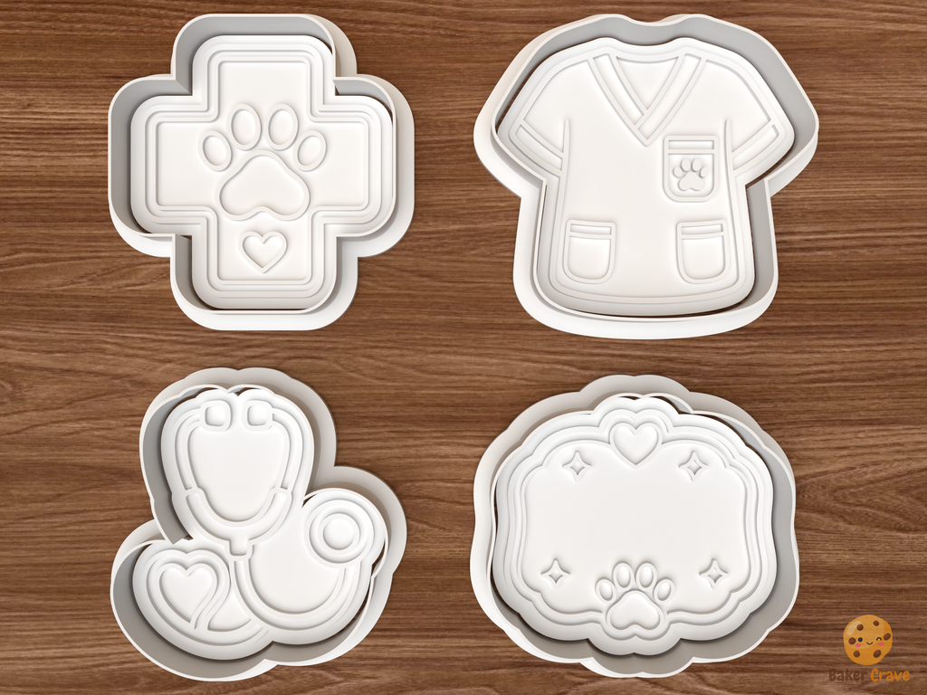 Veterinary Pet Care Cookie Cutter Set STL File - 01 set main