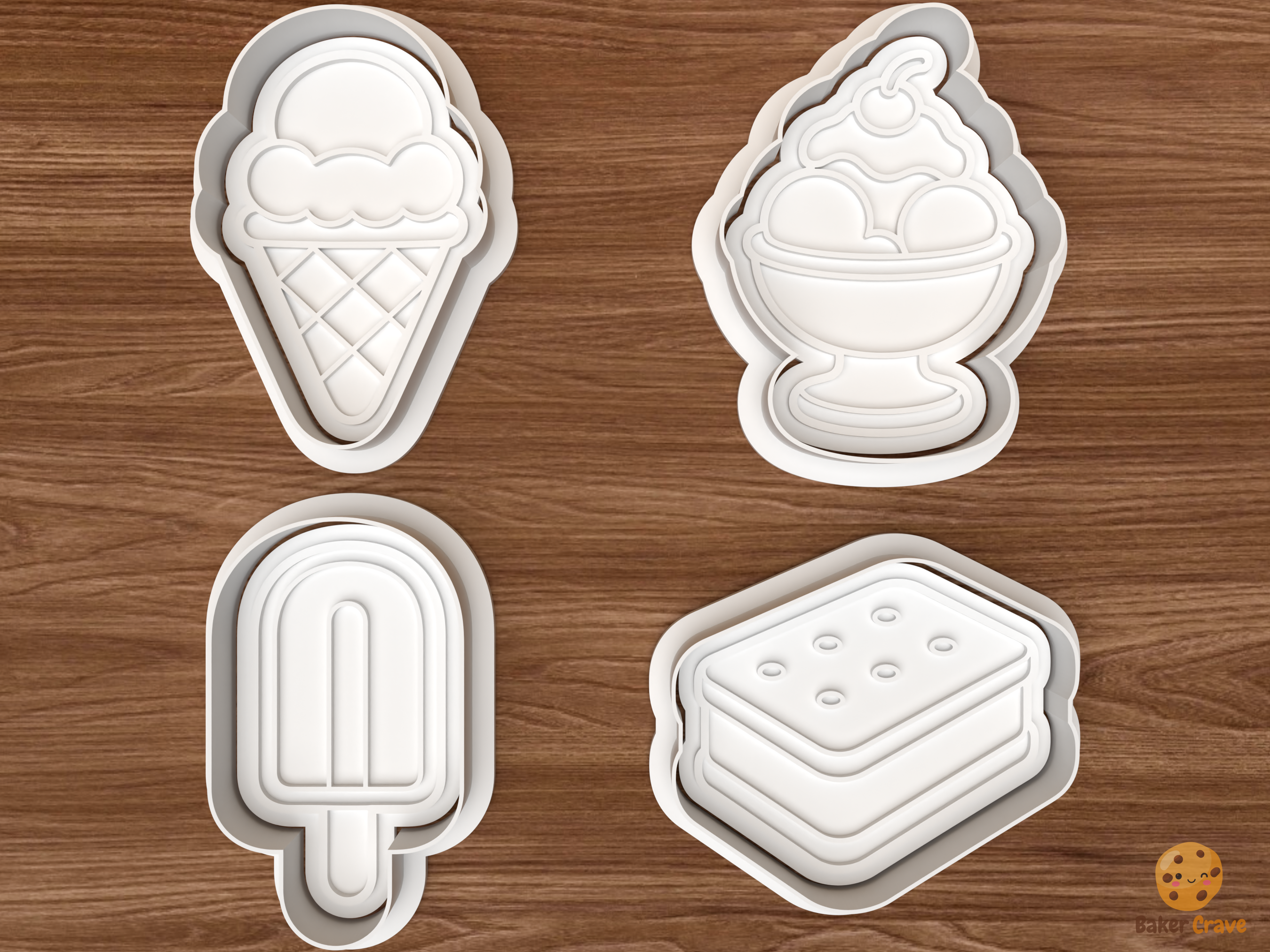Ice Cream Social Cookie Cutter Set STL File - 01 set main