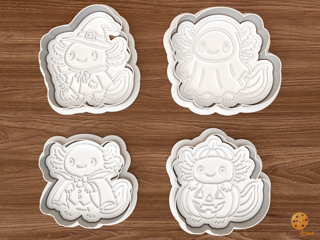 Halloween Axolotl Cookie Cutter Set STL File - 01 set main