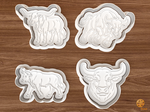 Bull Cookie Cutter Set STL File - 01 set main