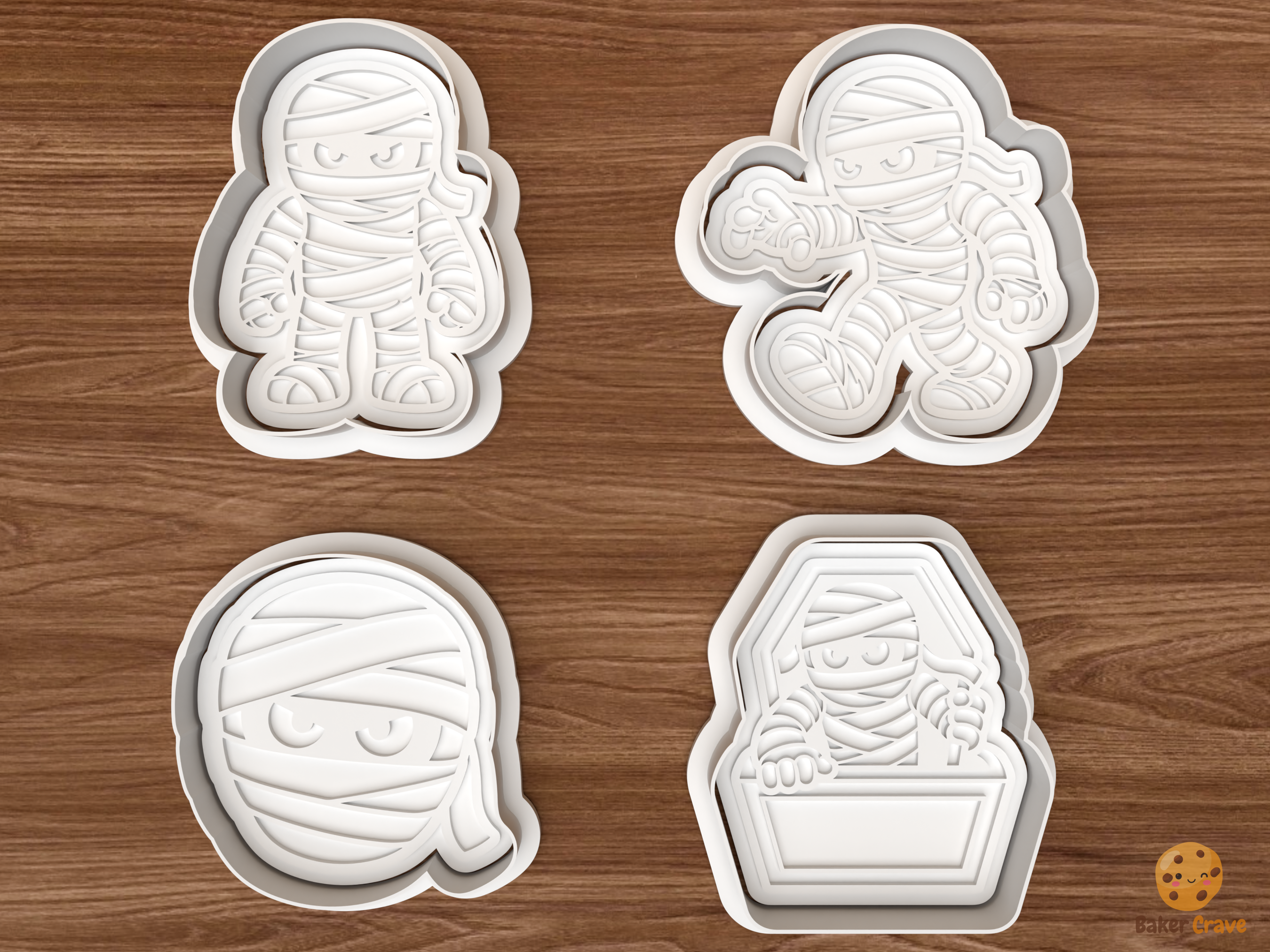 Halloween Mummy Cookie Cutter Set STL File - 01 set main
