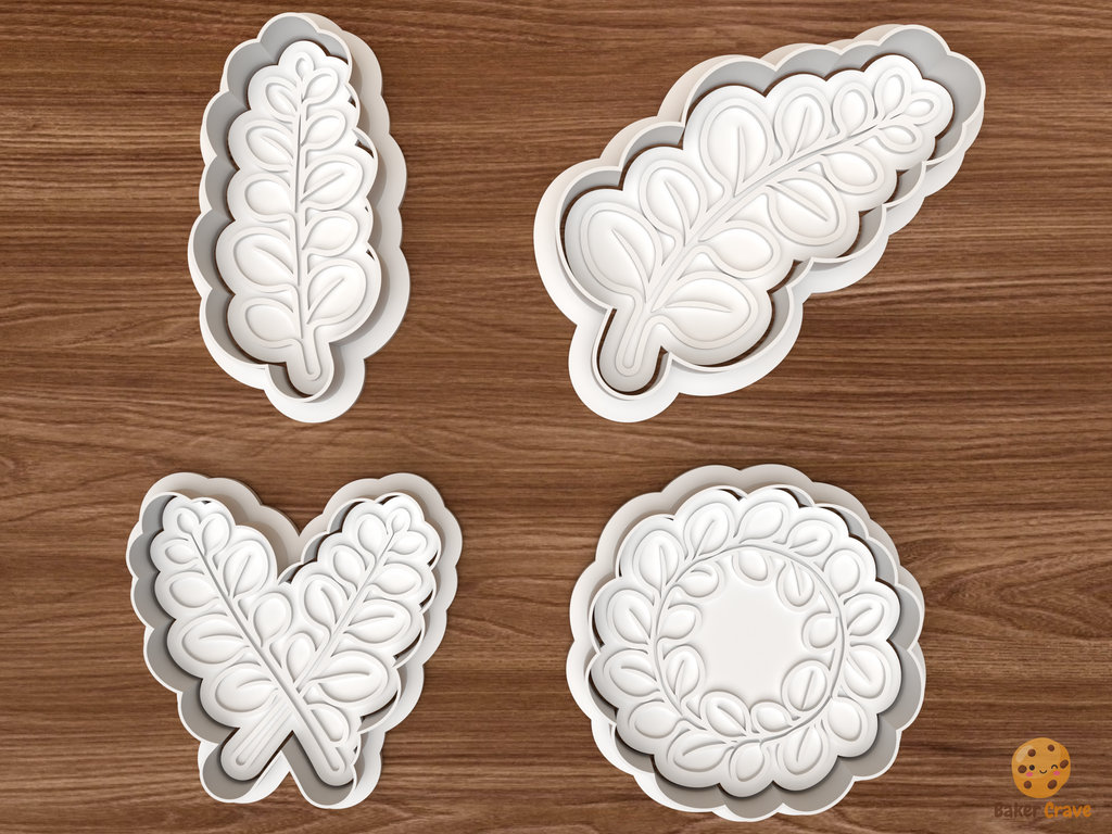 Eucalyptus Greenery Cookie Cutter Set STL File