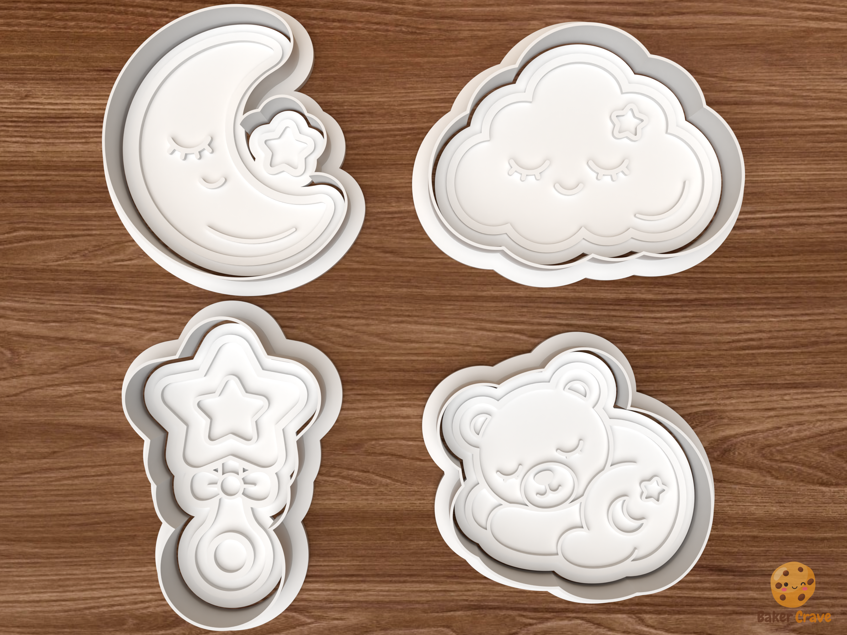 Sweet Dreams Baby Cookie Cutter Set STL File - 01 set main