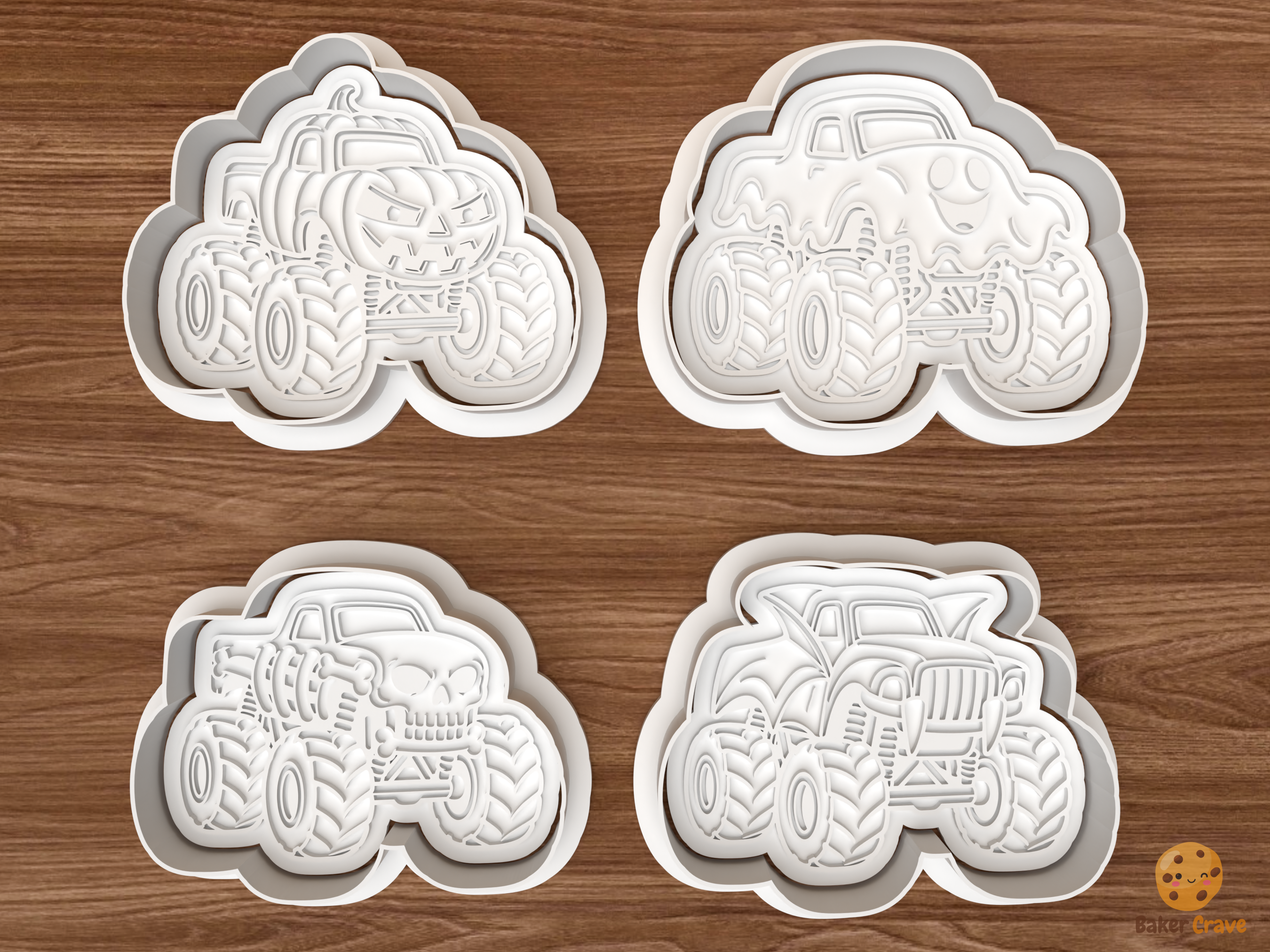 Halloween Monster Truck Cookie Cutter Set STL File - 01 set main