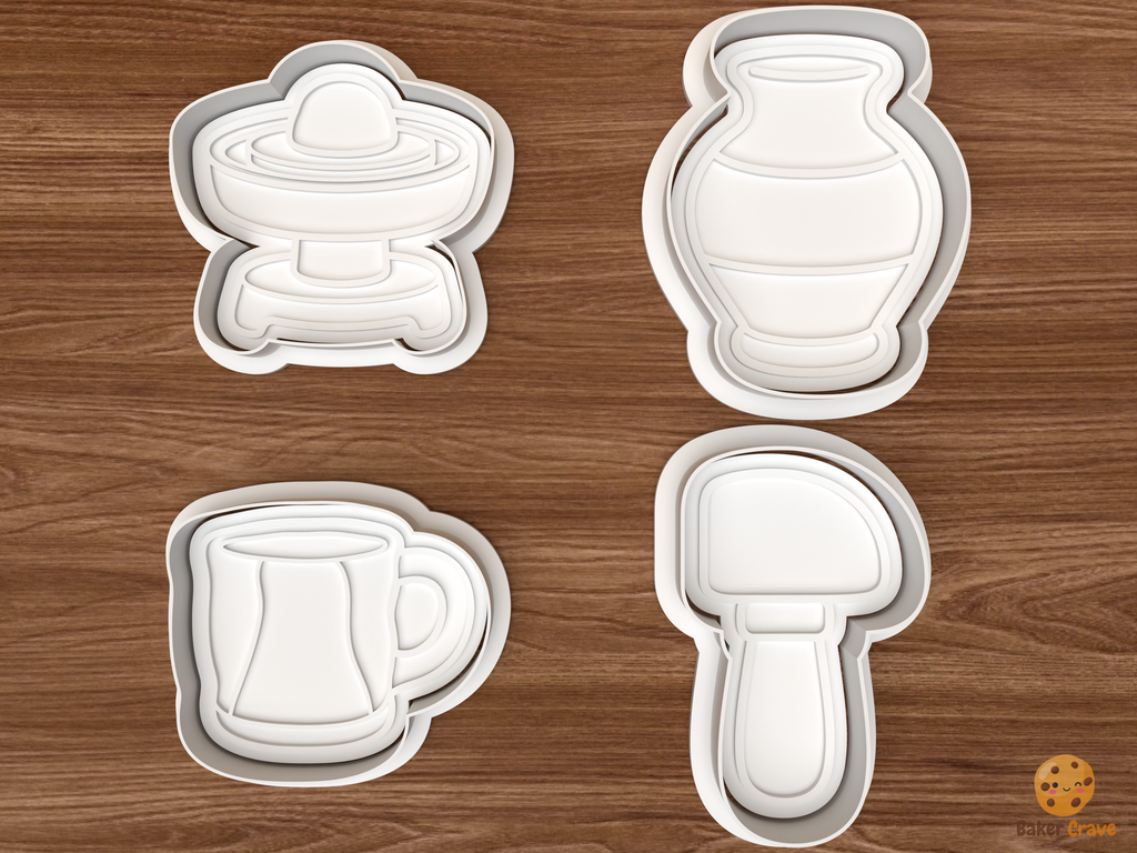 Pottery Class Cookie Cutter Set STL File - 01 set main