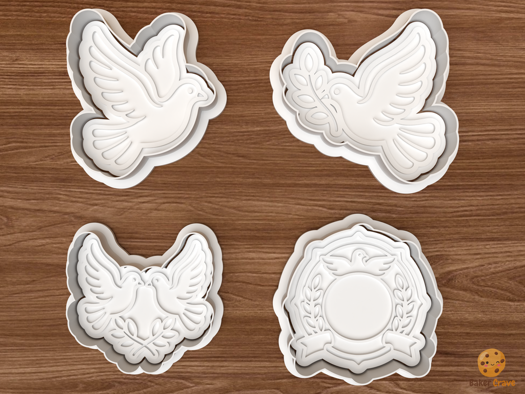 Peace Dove Cookie Cutter Set STL File - 01 set main