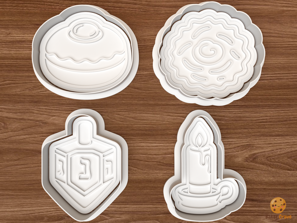 Hanukkah Treats Cookie Cutter Set STL File - 01 set main