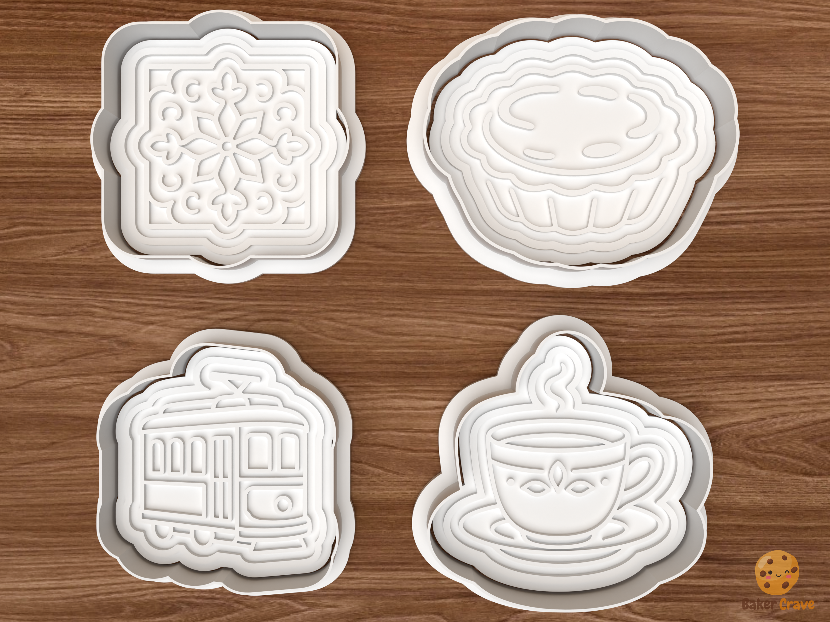 Portuguese Cafe Cookie Cutter Set STL File - 01 set main