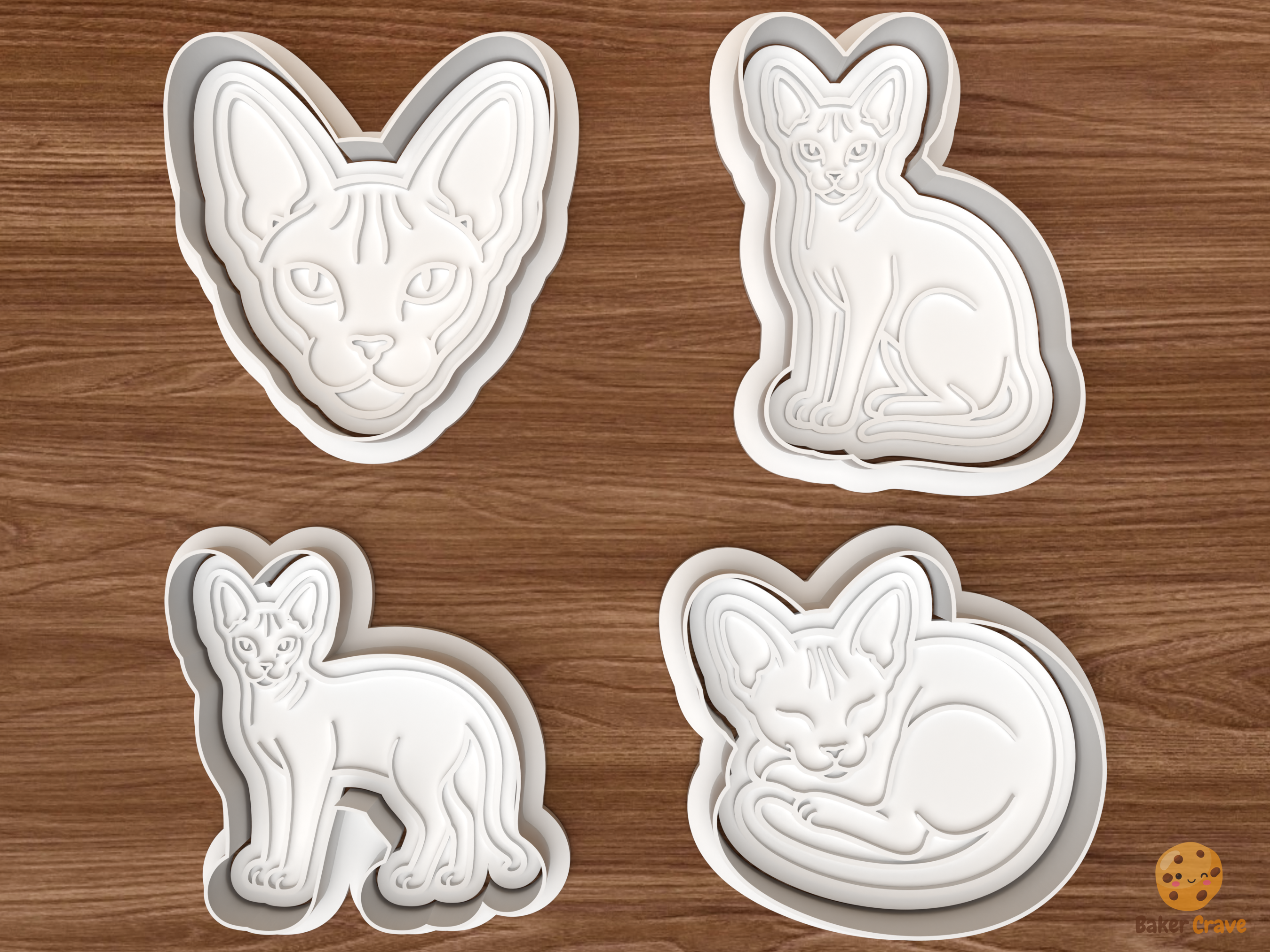 Sphynx Cat Cookie Cutter Set STL File - 01 set main