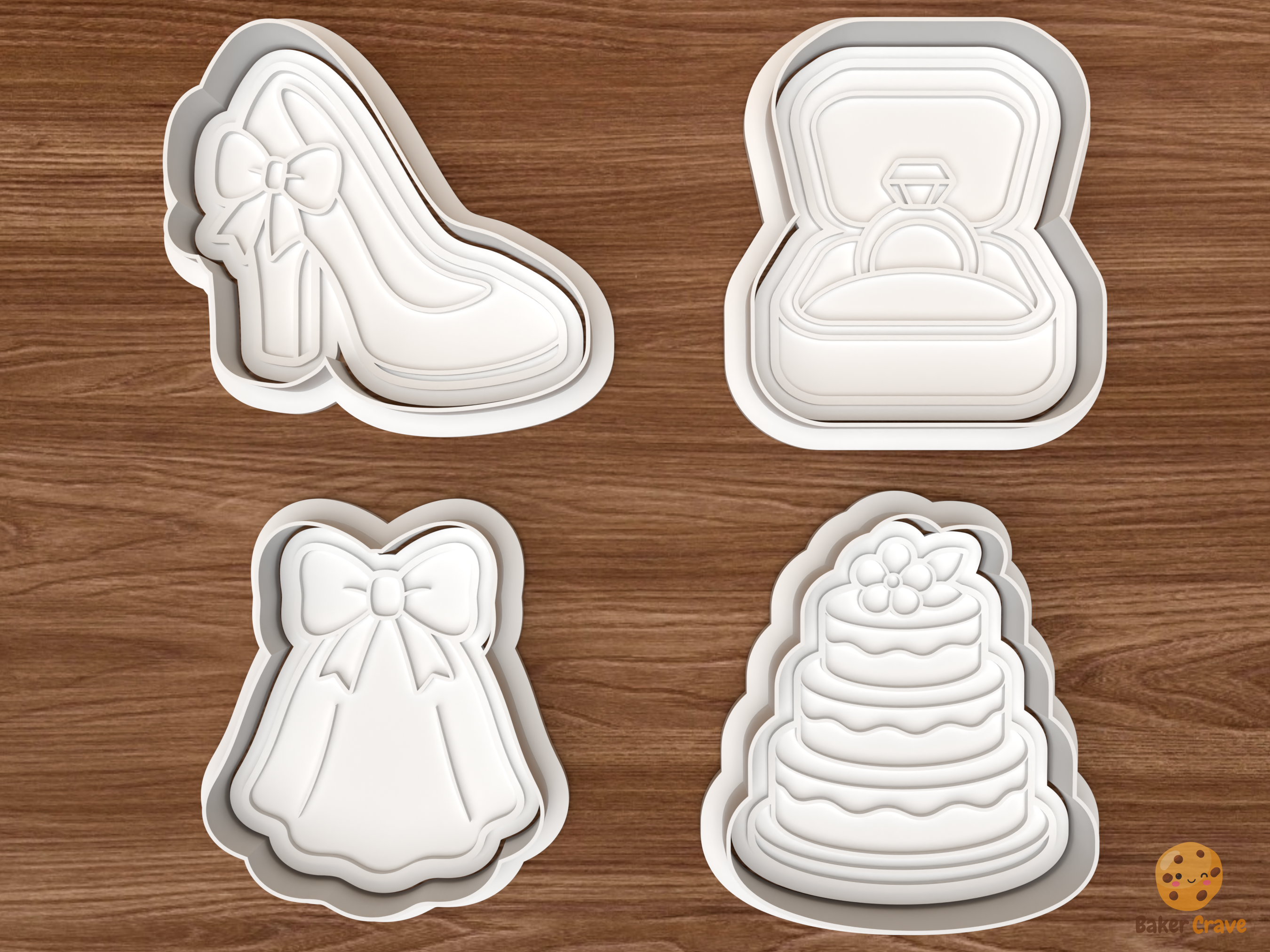 Something Blue Bridal Cookie Cutter Set STL File - 01 set main