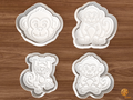 Monkey Cookie Cutter Set STL File - 01 set main