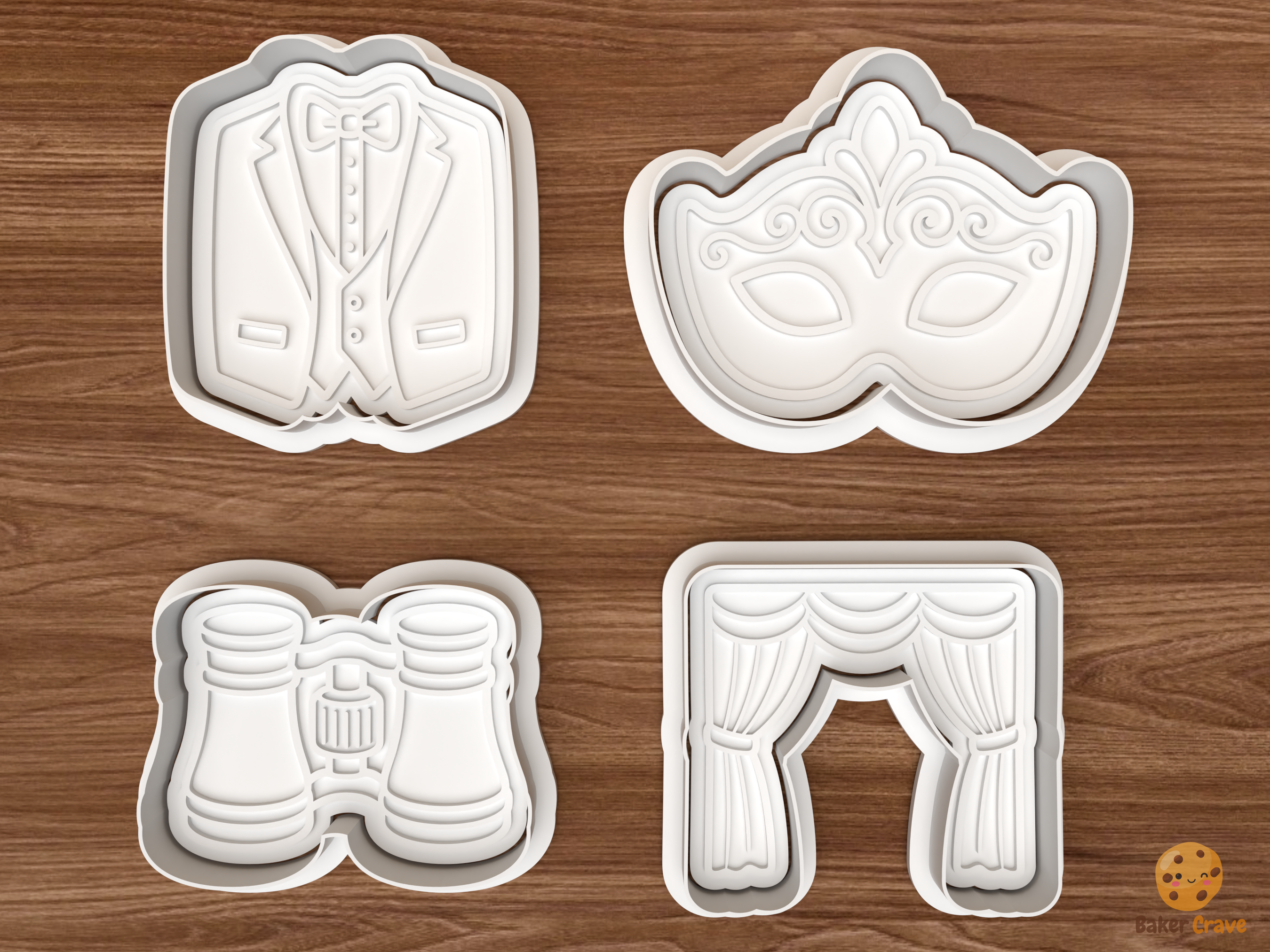 Theater Night Cookie Cutter Set STL File - 01 set main