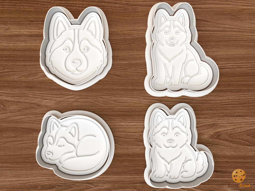 Husky Dog Cookie Cutter Set STL File - 01 set main