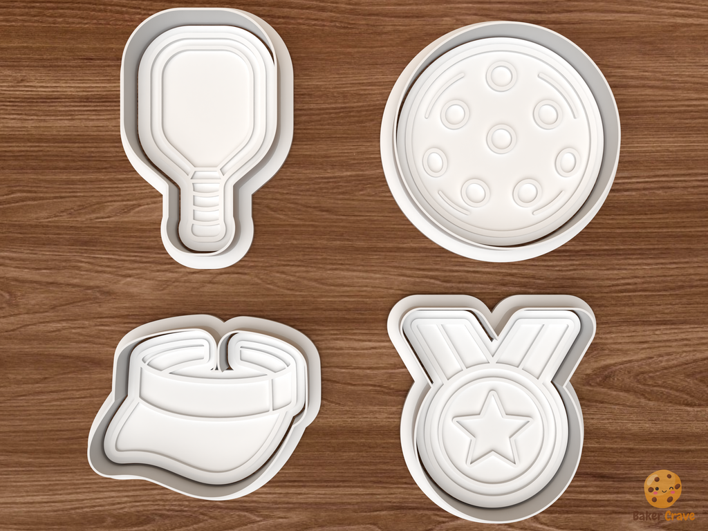 Pickleball Cookie Cutter Set STL File - 01 set main