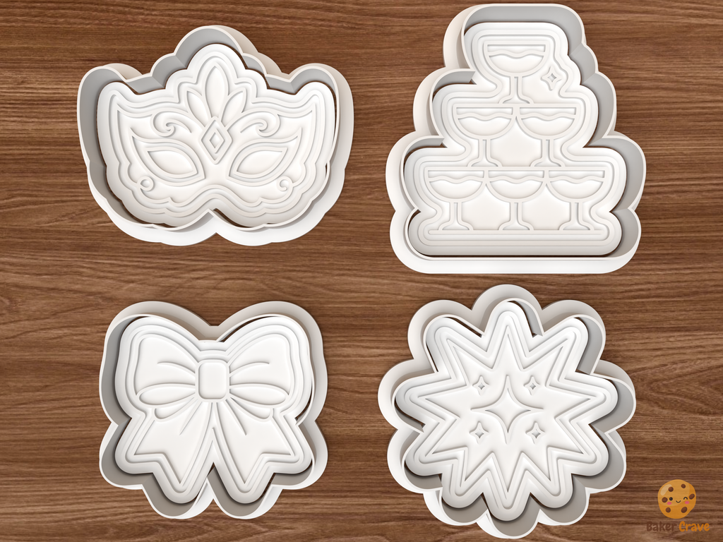 Masquerade Celebration Cookie Cutter Set STL File - 01 set main