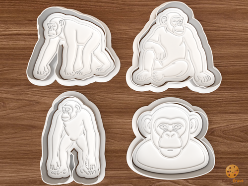 Chimpanzee Cookie Cutter Set STL File - 01 set main