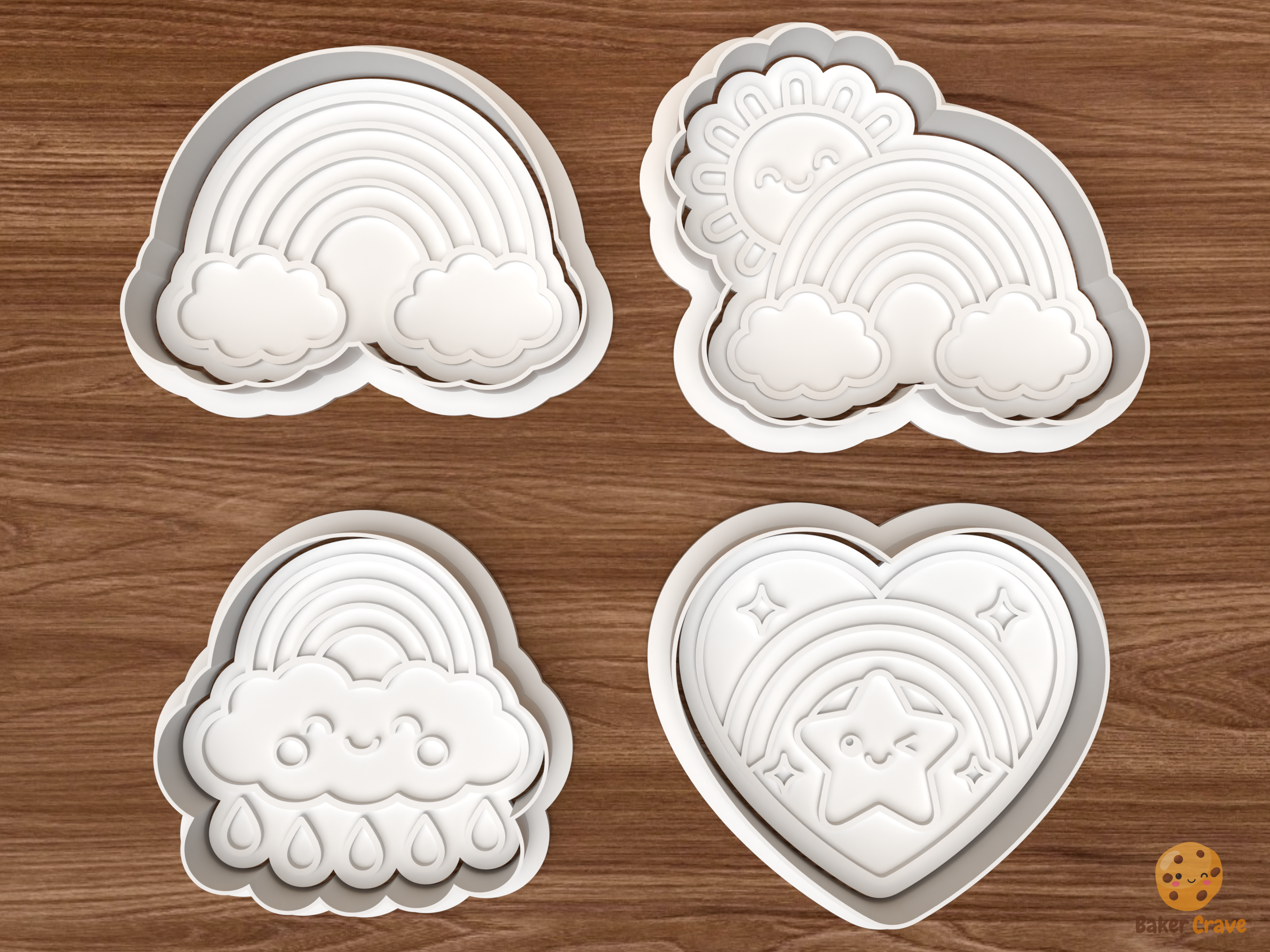 Kawaii Rainbow Cookie Cutter Set STL File - 01 set main