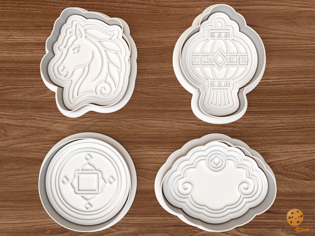 Year of the Horse Cookie Cutter Set STL File - 01 set main