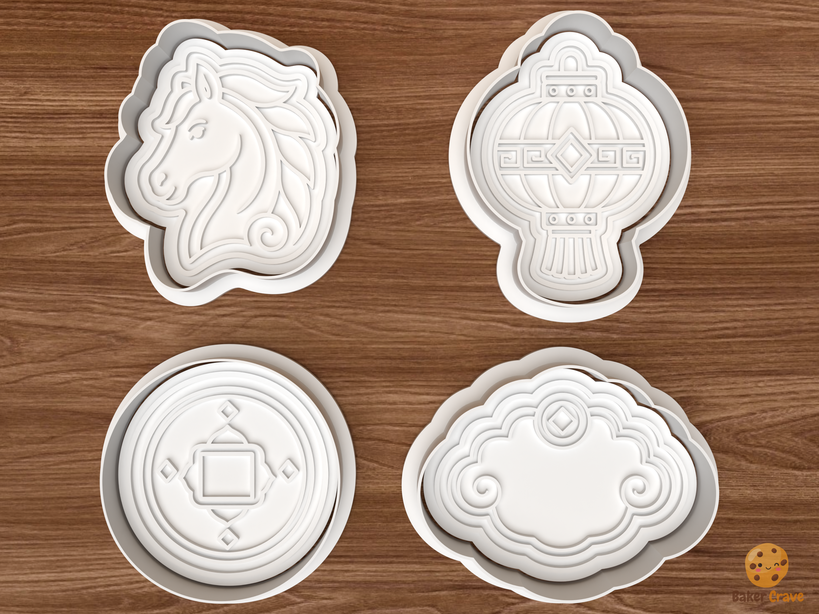 Year of the Horse Cookie Cutter Set STL File - 01 set main