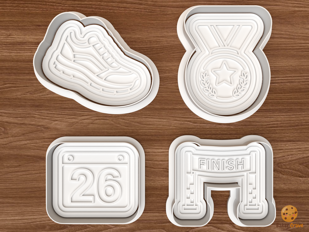 Running Marathon Cookie Cutter Set STL File - 01 set main