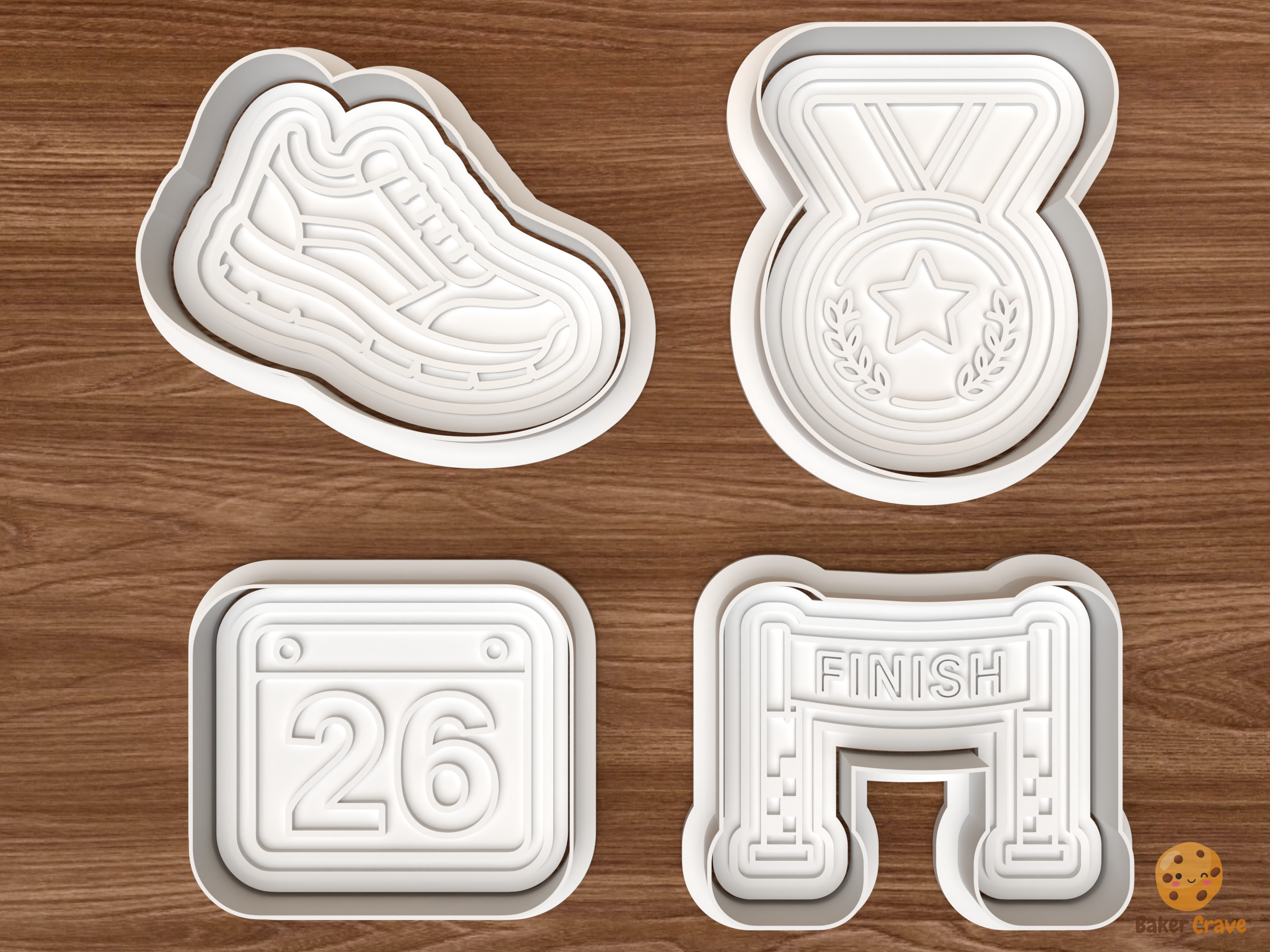 Running Marathon Cookie Cutter Set STL File - 01 set main