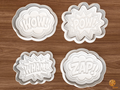 Comic Words Cookie Cutter Set STL File - 01 set main