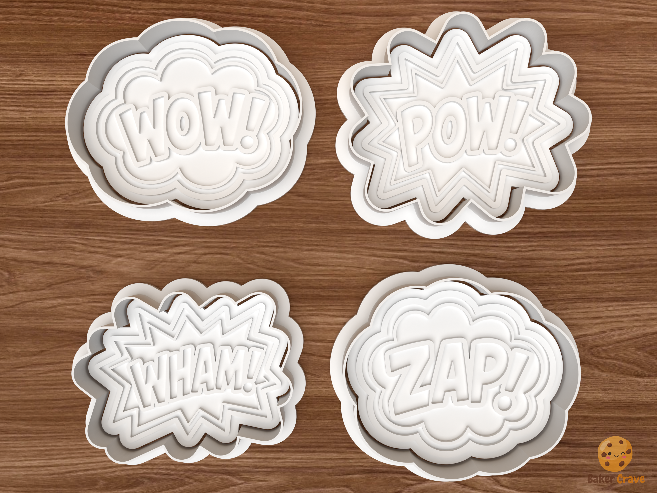 Comic Words Cookie Cutter Set STL File - 01 set main