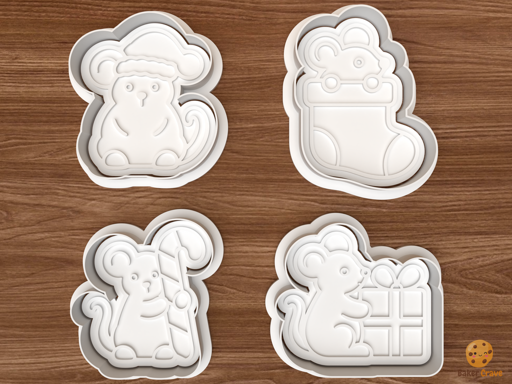 Christmas Mouse Cookie Cutter Set STL File