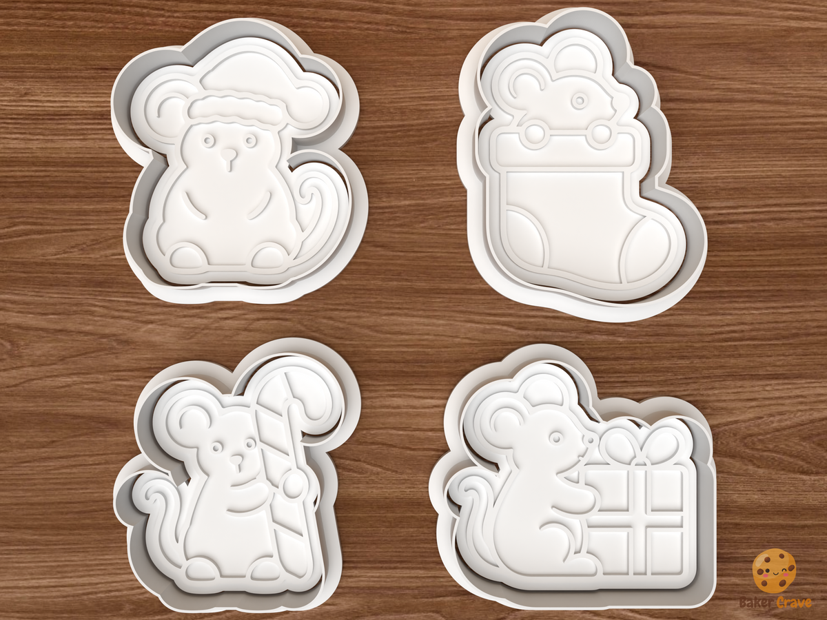 Christmas Mouse Cookie Cutter Set STL File