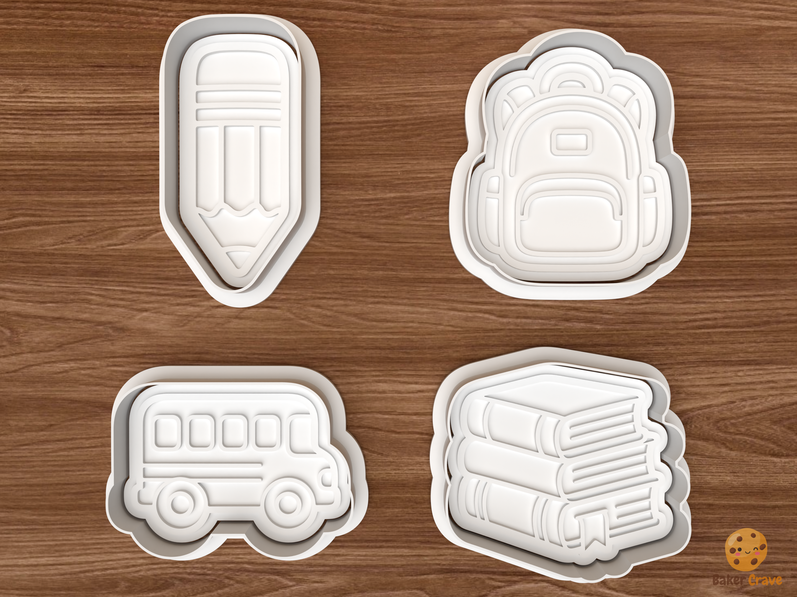 Back to School Cookie Cutter Set STL File - 01 set main