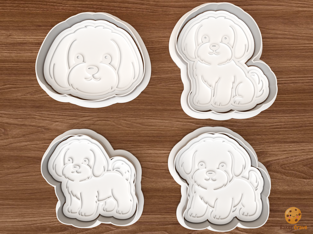 Maltese Dog Cookie Cutter Set STL File - 01 set main