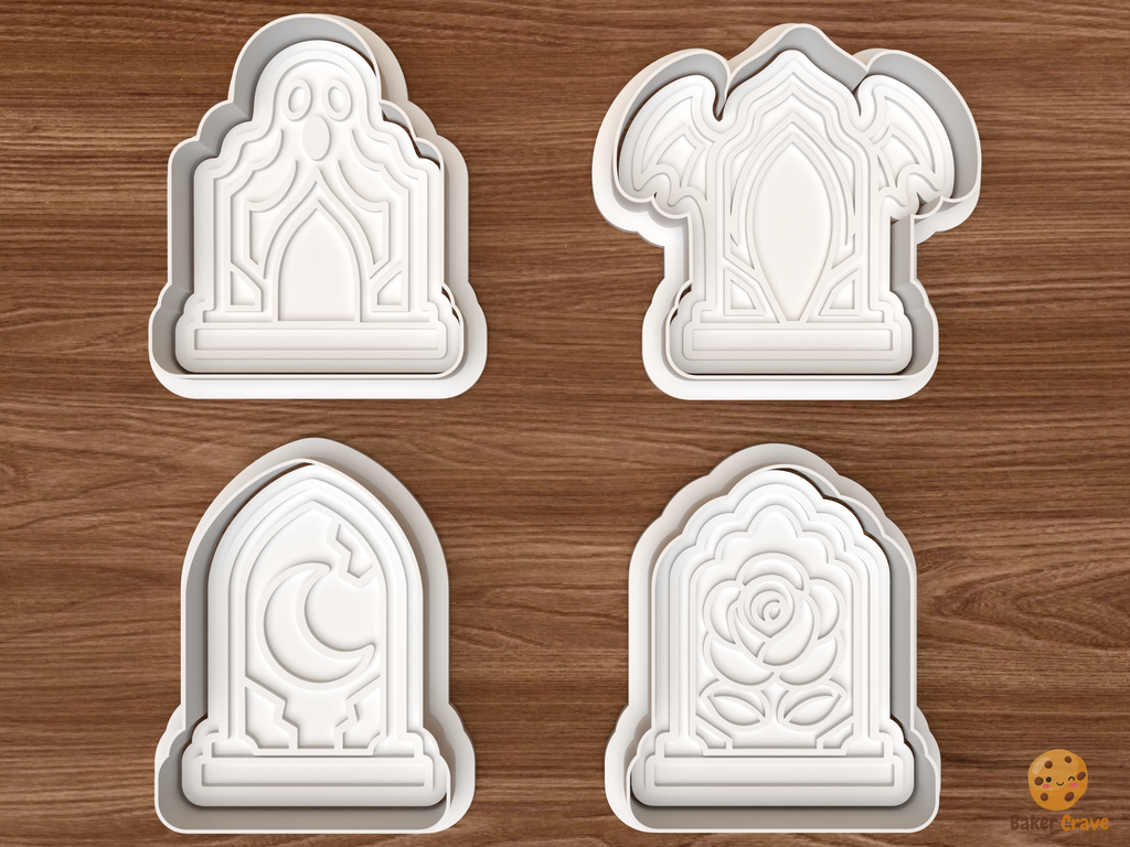 Halloween Tombstone Cookie Cutter Set STL File - 01 set main