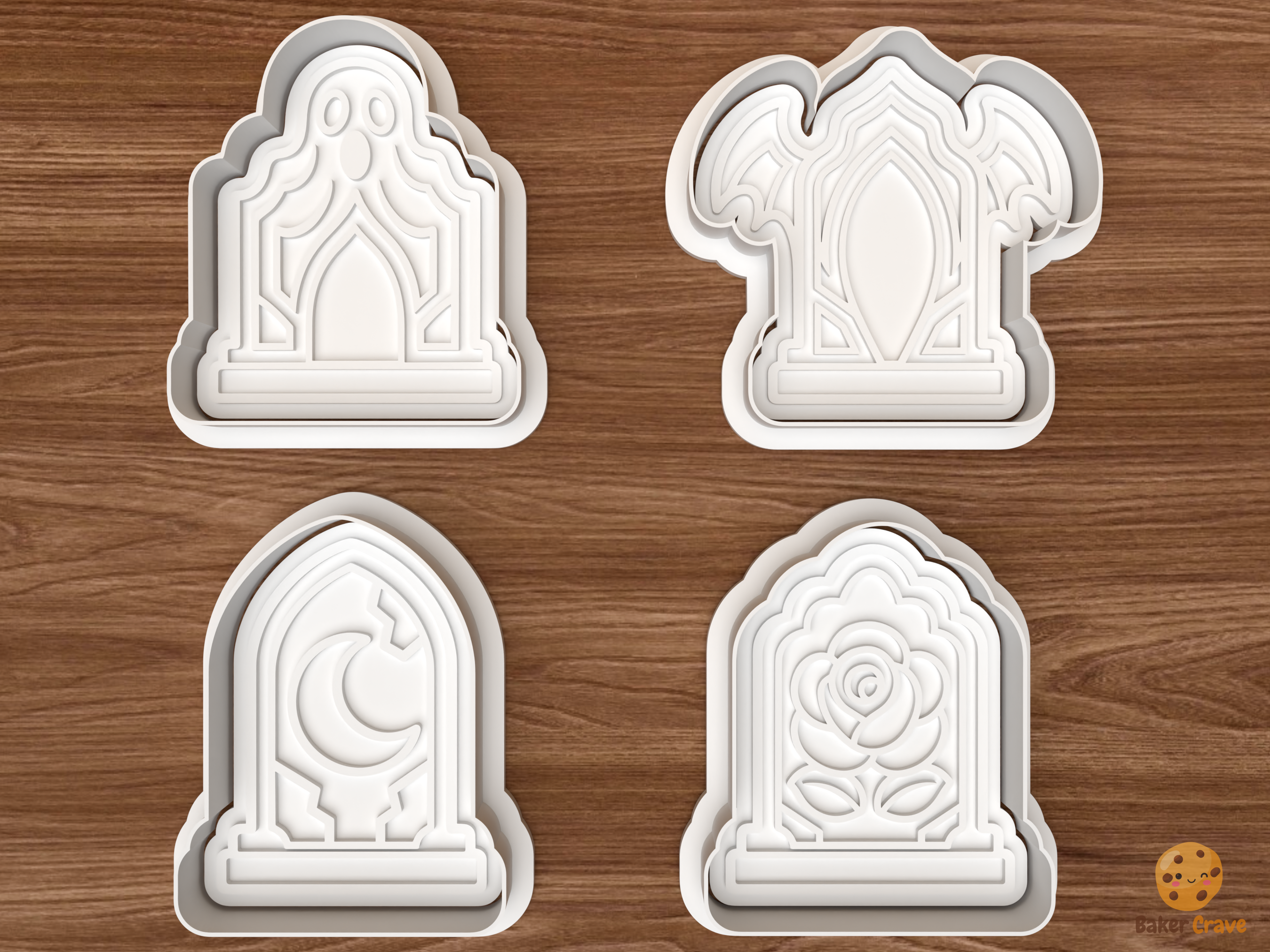 Halloween Tombstone Cookie Cutter Set STL File - 01 set main