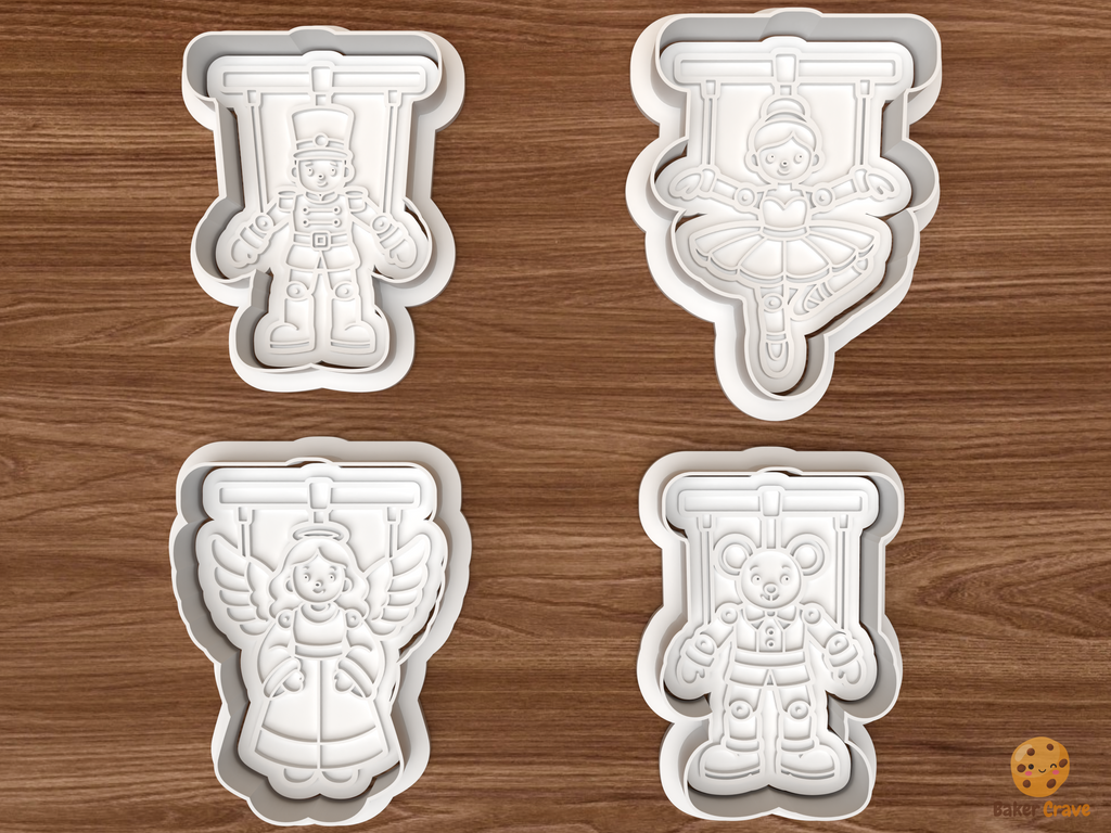 Christmas Marionette Theatre Cookie Cutter Set STL File - 01 set main