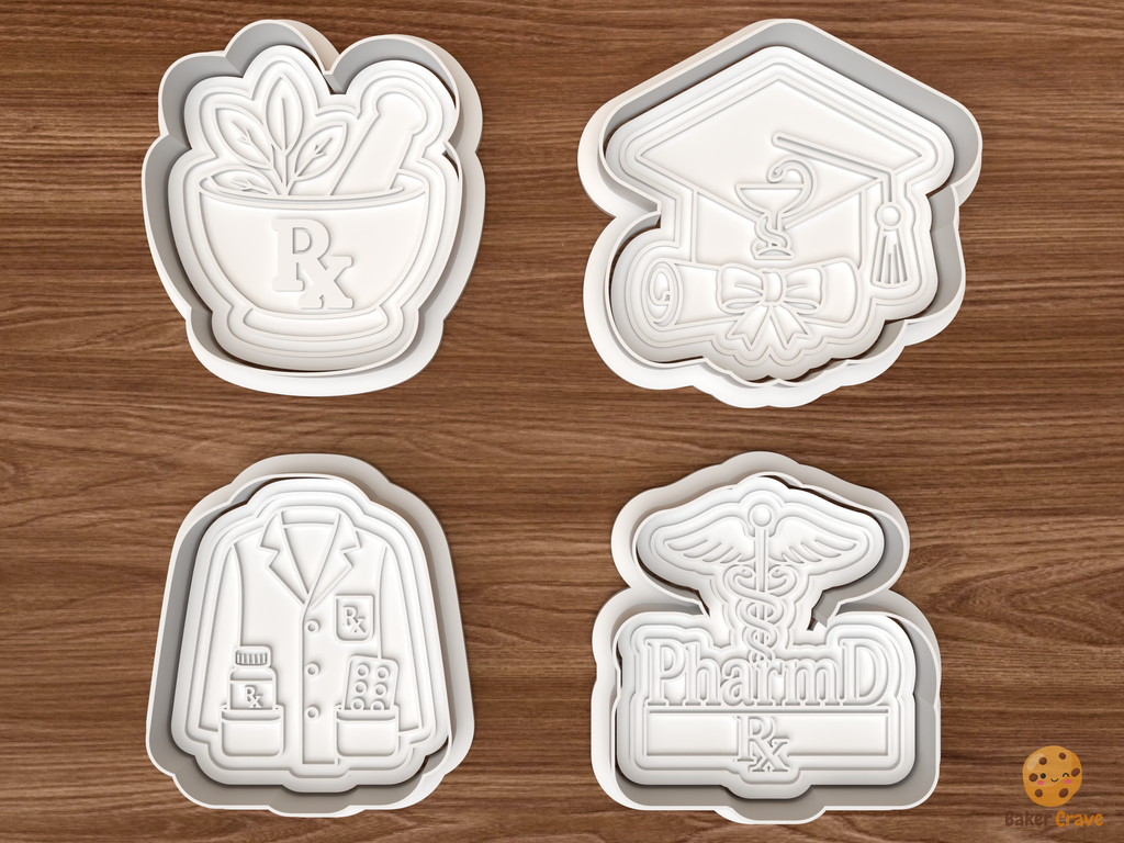 Pharmacy Graduation Cookie Cutter Set STL File - 01 set main