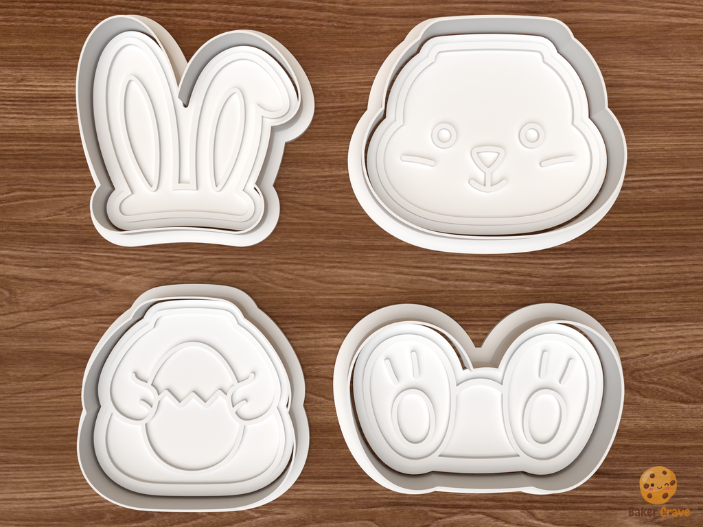 Stackable Easter Bunny Cookie Cutter Set STL File
